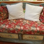 Old Wooden Bench (hand painted) & Cushion