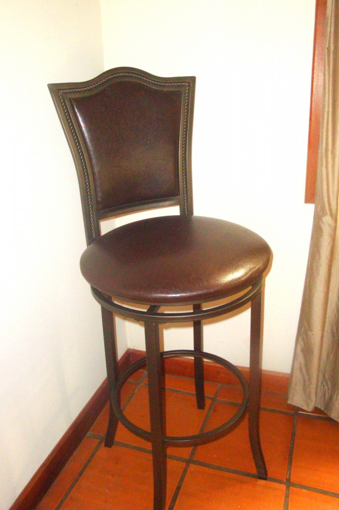 2 Bar Stools Leather & Iron